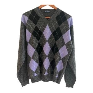 John Ashford Men's Argyle Sweater - Gray and Purple